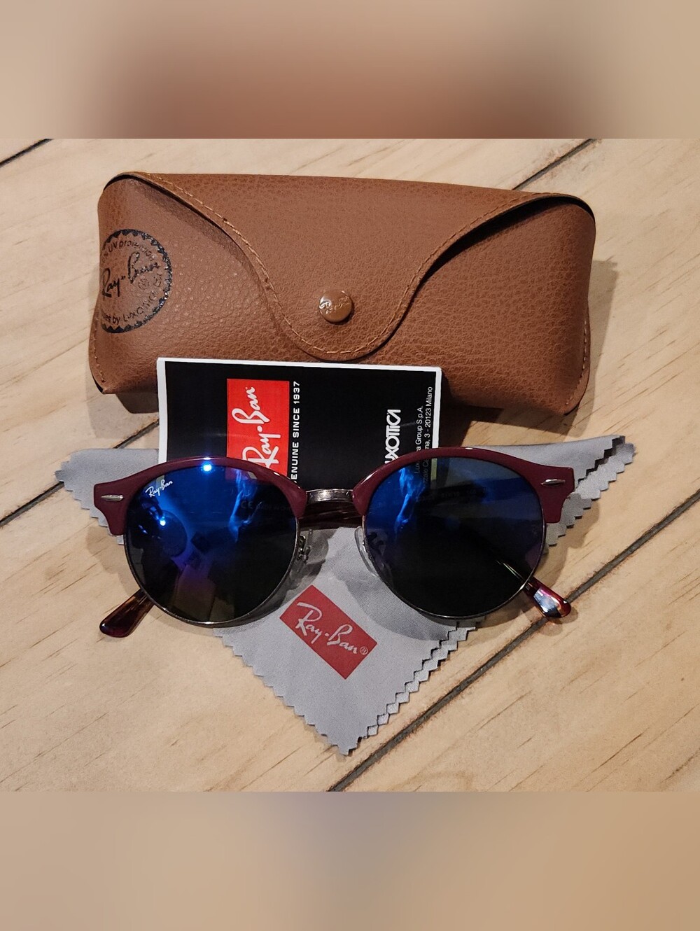 Ray-Ban RB4246 1222/C2 Round Mirrored Sunglasses Tortoise Brown/Blue 51-19